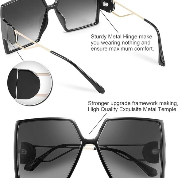Light shape design ~ large square sunglasses - Picture 5 of 5